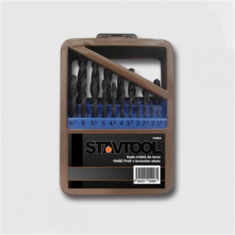 STAVTOOL Vrtáky do kovu čierne sada 19 dielov P11030A
