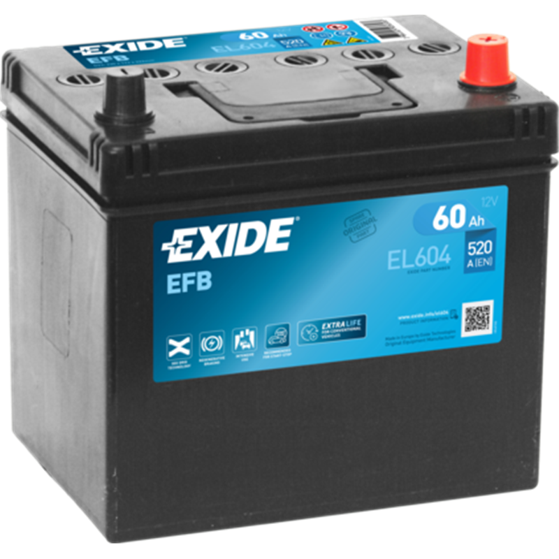 EXIDE EFB 60Ah AutobatériaStart-Stop 12V , 520A , EL604