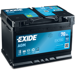 EXIDE AGM 70Ah AutobatériaStart-Stop 12V , 760A , EK700