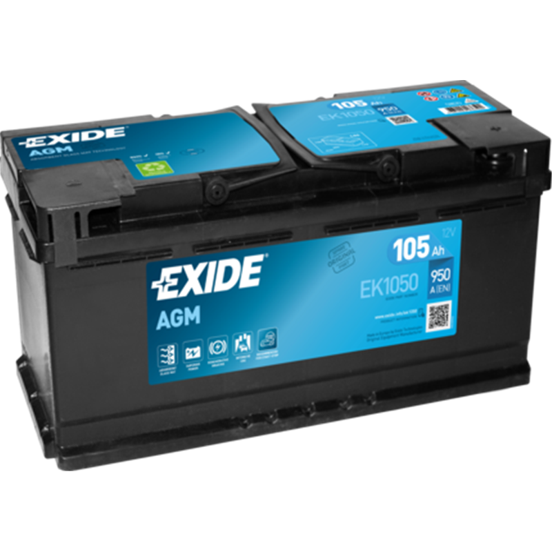 EXIDE AGM 105Ah AutobatériaStart-Stop 12V , 950A ,EK1050