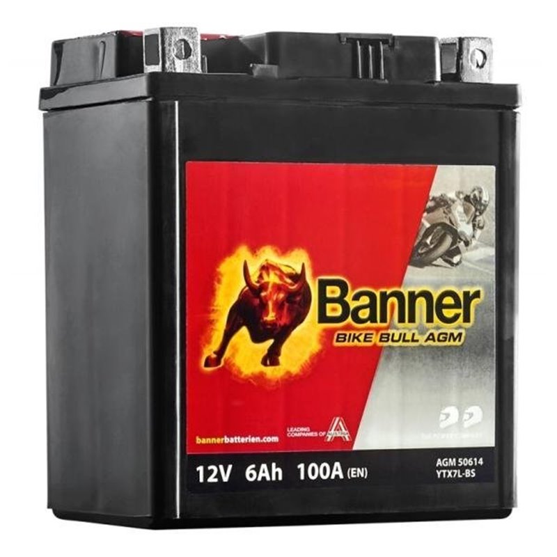 Banner Bike Bull AGM 6AH Motobatéria 12V 100A YTX7L-BS, 50614