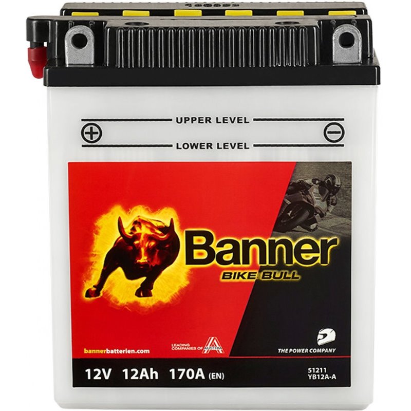 Banner Bike Bull 12AH Motobatéria 12V 170A YB12A-A 51211