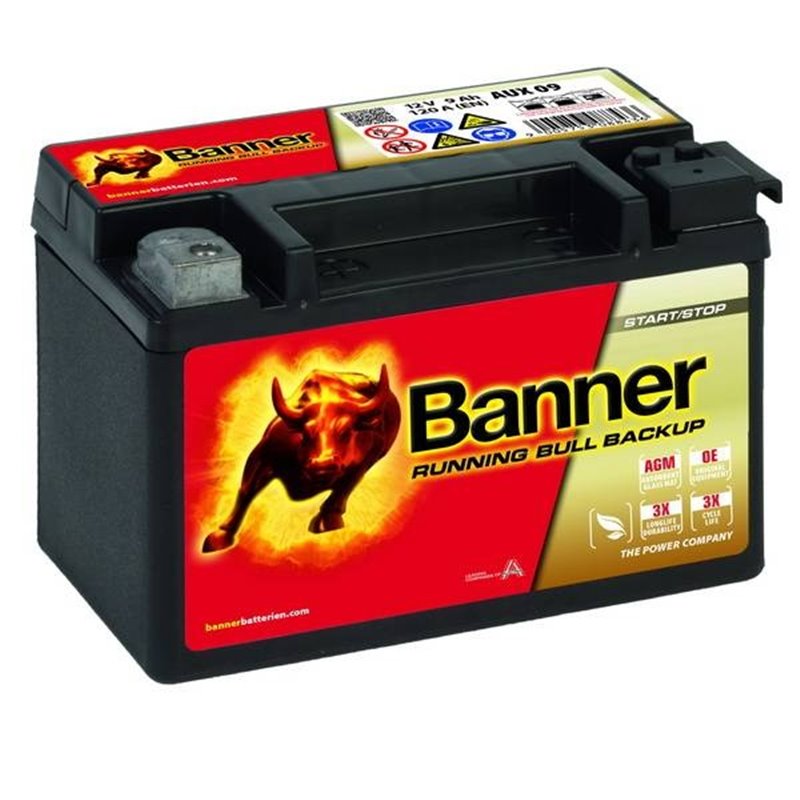 Banner RUNNIG BULL BLACK UP AGM, 12V, 9Ah Motobatéria, 509 00