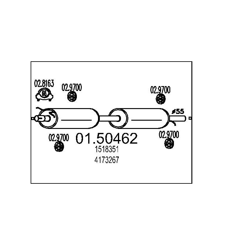 Stredný tlmic výfuku MTS 01.50462